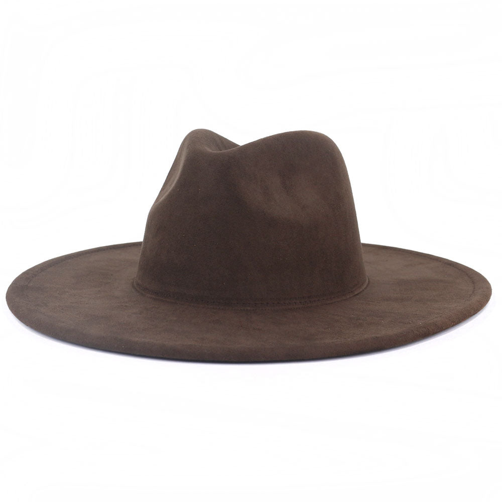 Suede Top Big Brim Flat Edge Gentlemen's Hat