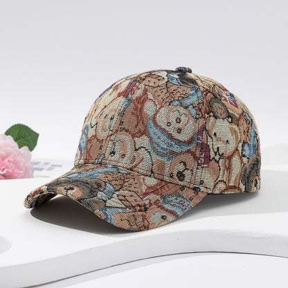 Retro Outdoor Sunshade Cute Cartoon Puppy Bear Baseball Cap