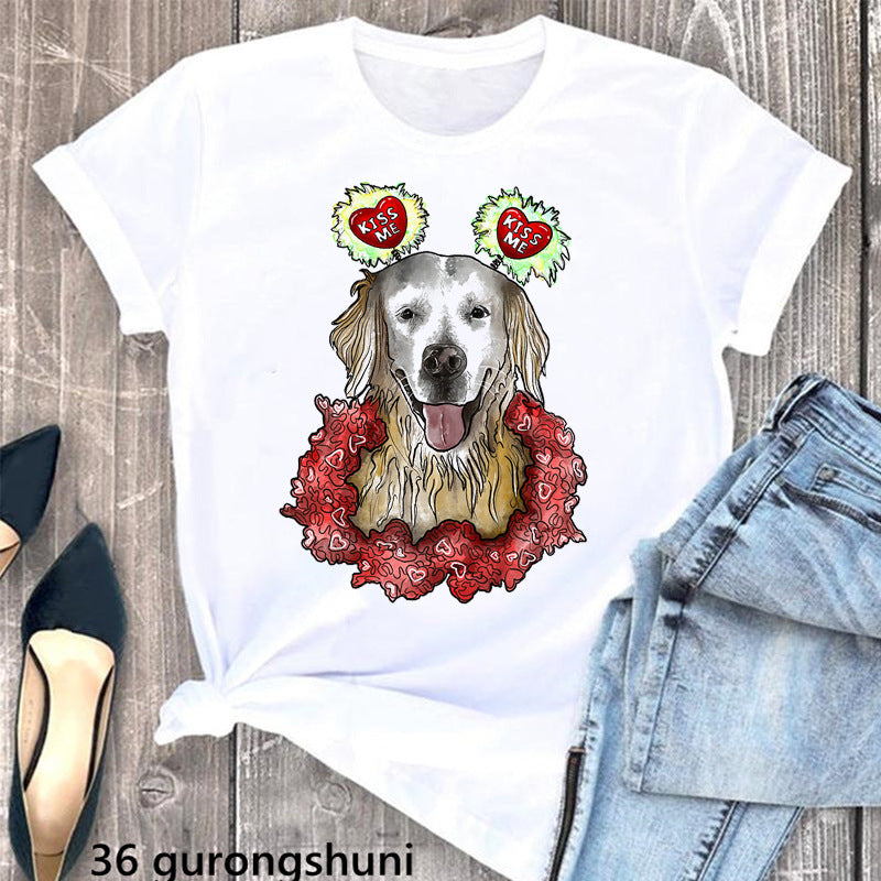 Schnauzer Dog Women's Printed Wear Clothes T-shirt Women