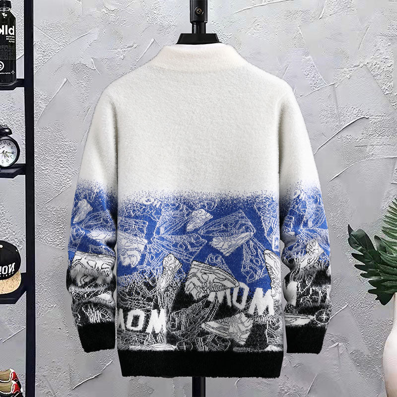 Patchwork Crew Neck Sweater