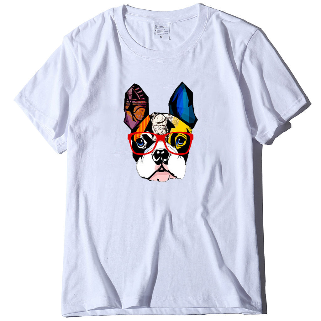 Dog Print Top With Glasses Short Sleeve