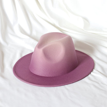 Gradient Color Topper Flat Brim Jazz Top Hat