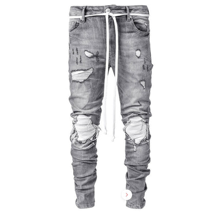 Stretch Leggings Motorcycle Ripped Jeans