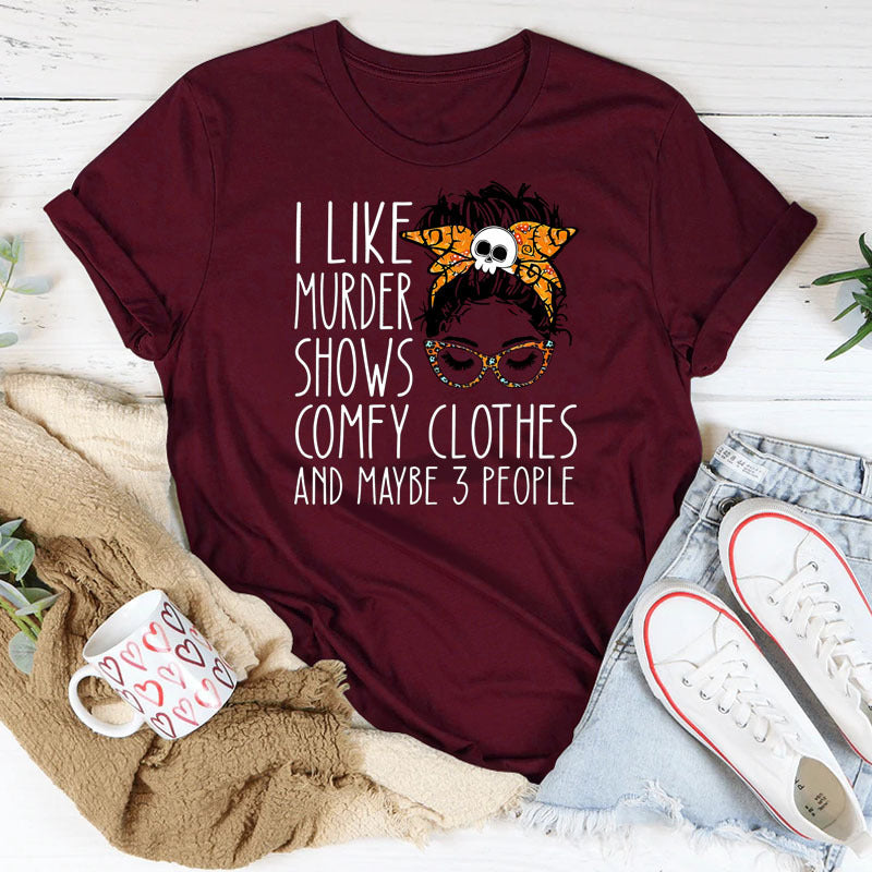 I LIKE MURDER SHOWS  Skull  T-shirt