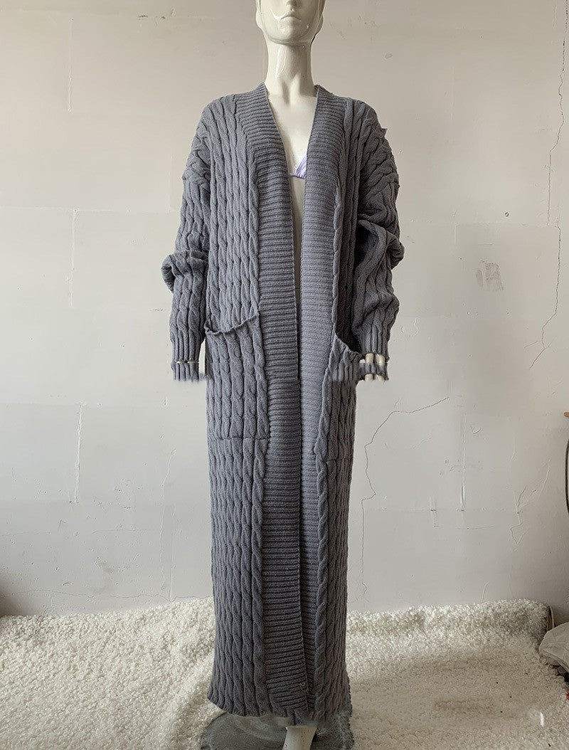 Long European And American Knitwear Coat