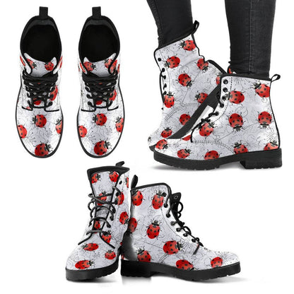 Digital Printing Women's High-top Motorcycle Boots LADYBIRD