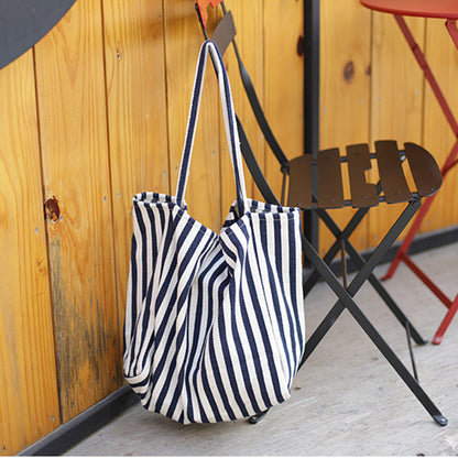 Striped Canvas Bags High Capacity Shoulder Bags