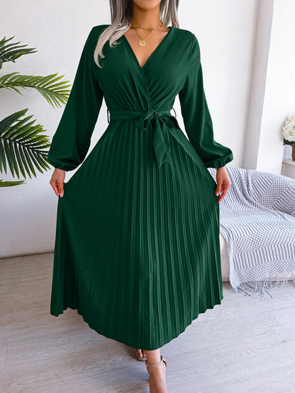 Elegant Cross Pleated Maxi Dress