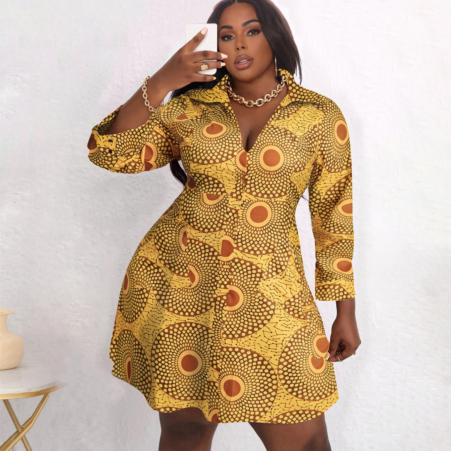 OL Commuter African Tribal Print Pocket Dress Women