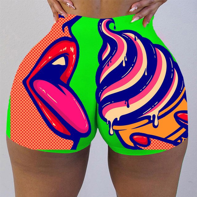 Women  Graphic Biker Shorts