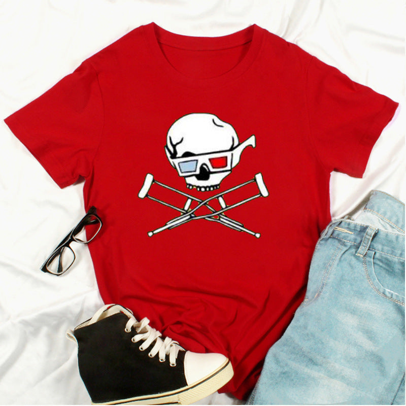 Skull Print Fashion Short-Sleeved T-Shirt