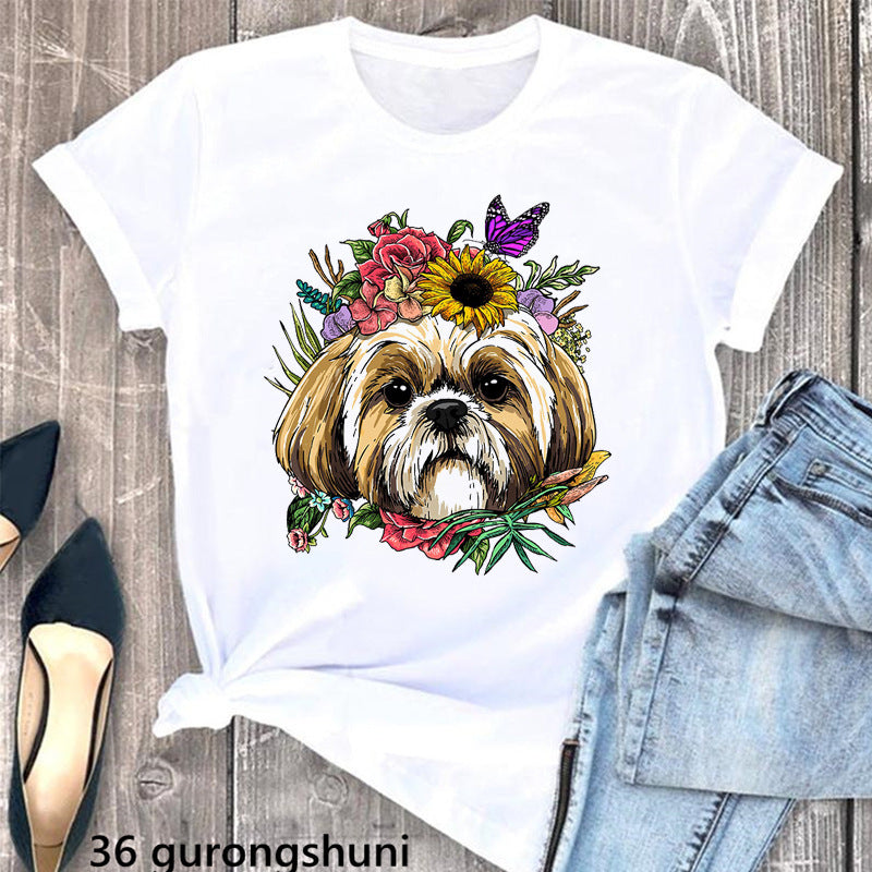 Schnauzer Dog Women's Printed Wear Clothes T-shirt Women