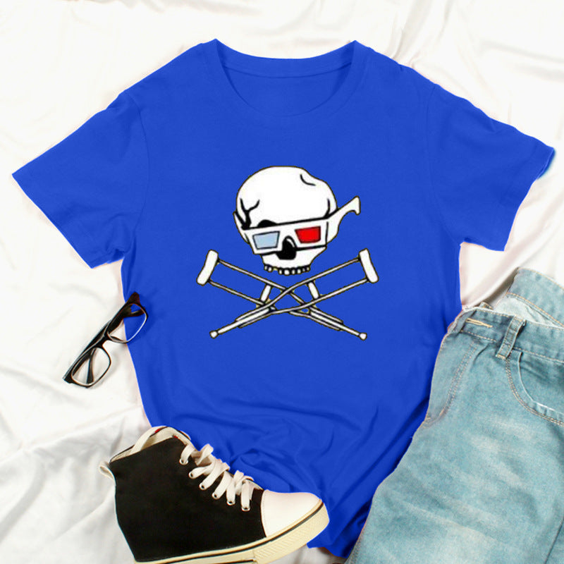 Skull Print Fashion Short-Sleeved T-Shirt