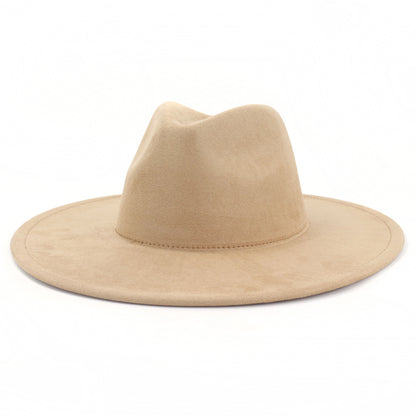 Suede Top Big Brim Flat Edge Gentlemen's Hat