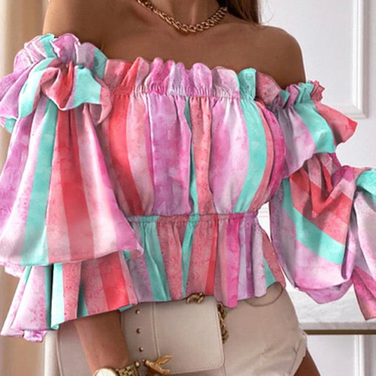 Women Long Sleeve Off Shoulder Blouse