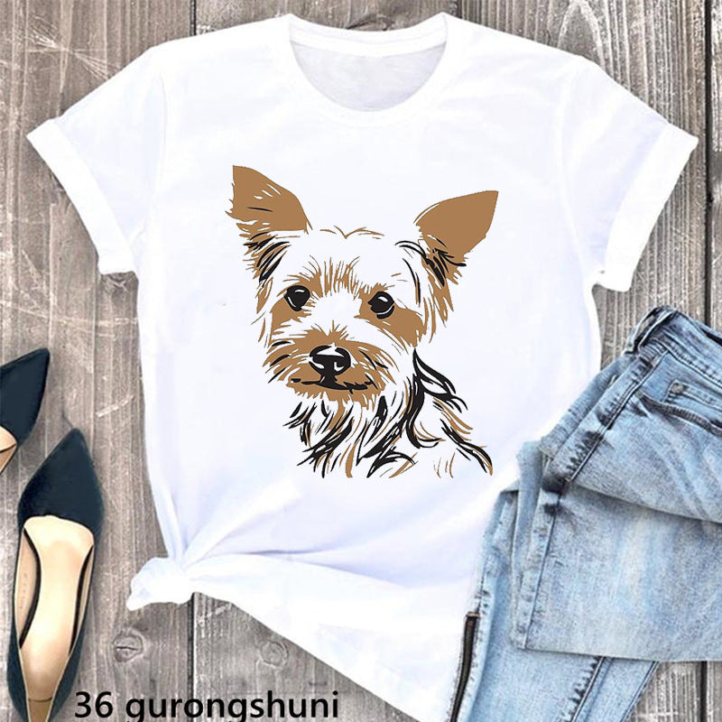 Schnauzer Dog Women's Printed Wear Clothes T-shirt Women