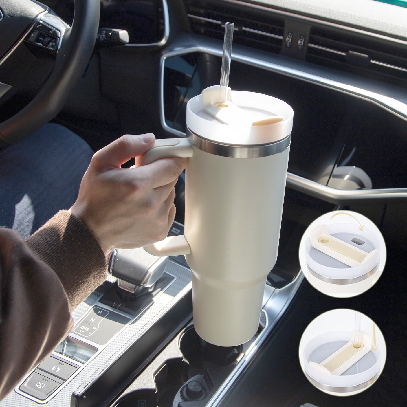 Thermal Mug 40oz Coffee Insulation Cup With Handle Portable Car Stainless Steel  BPA Free Thermal Mug