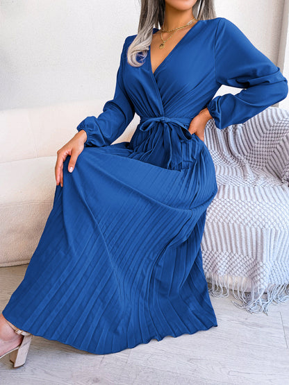 Elegant Cross Pleated Maxi Dress