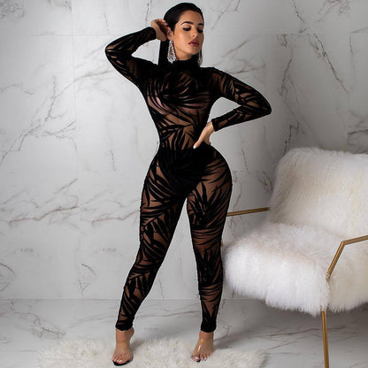 Sexy Mesh Hollow Perspective Jumpsuit