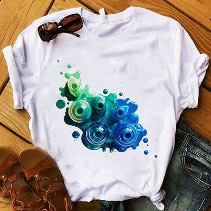 Nail Polish Bottle Print Short Sleeve