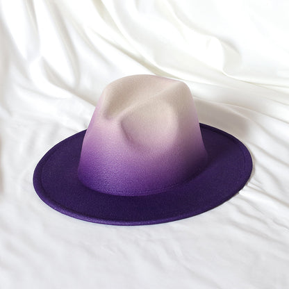 Gradient Color Topper Flat Brim Jazz Top Hat