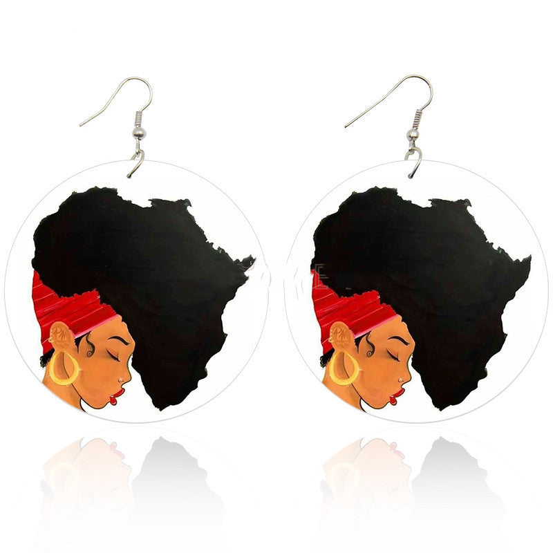 Wooden Earrings African Style Geometric Wood Chips