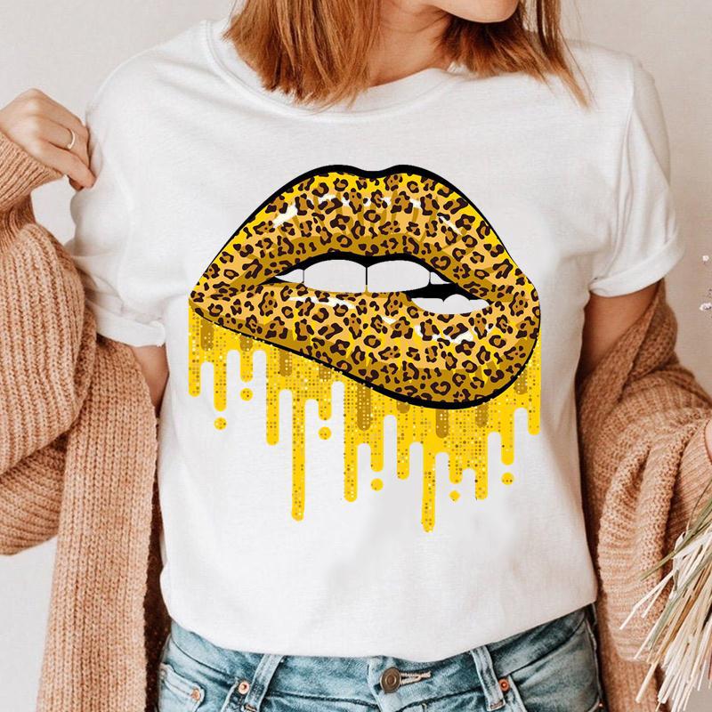 Creative Color Lip Print Short Sleeve